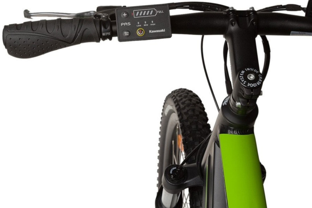 Rower elektryczny KAWASAKI KX-E-MTBFRONT-RBA M21 27.5 cala męski Czarny kierownica marki ZOOM z aluminium wskaźnik LCD