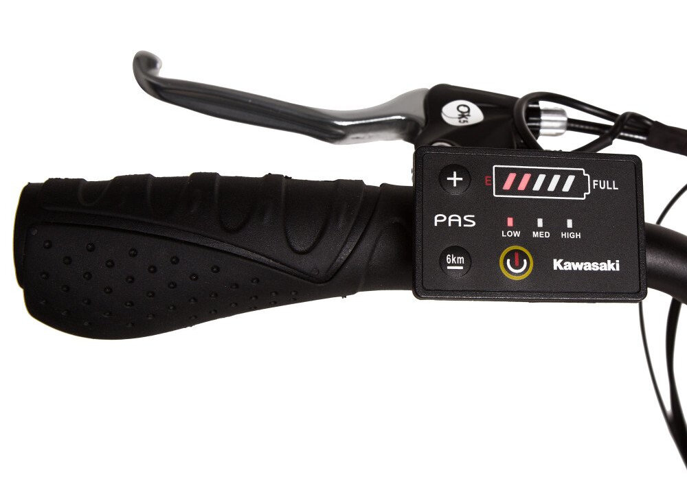 Rower elektryczny KAWASAKI Trekking Lady KX-E-TREKLADY51 D20 28 cali damski Czarny kierownica marki ZOOM z aluminium wskaźnik LCD