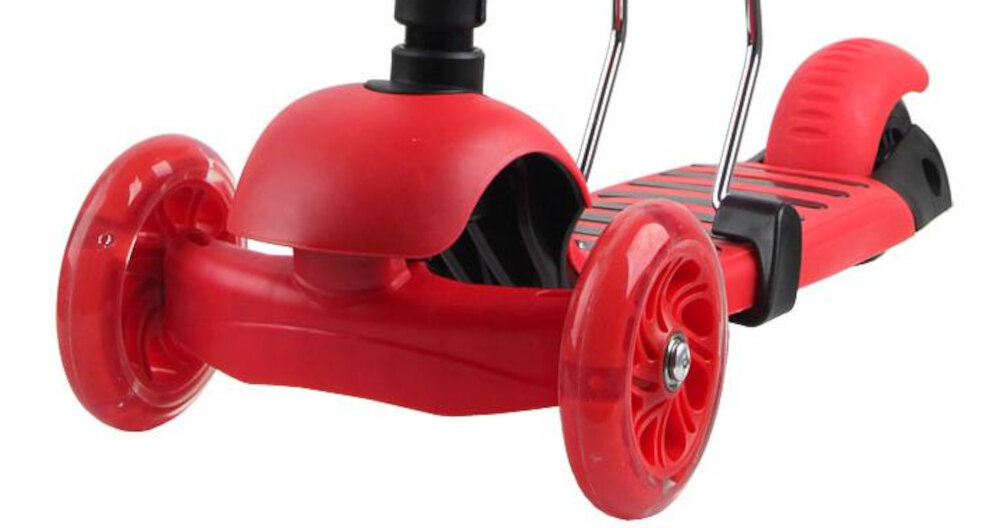 Hulajnoga dla dzieci ENERO Biedronka Czerwony 3 kolka z materialu PU lozyska ABEC-7 swiecace diody LED