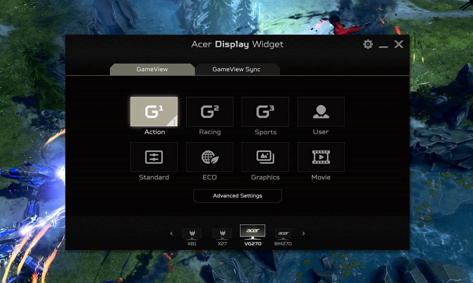Monitor ACER Nitro QG221Q - ACER Display Widget