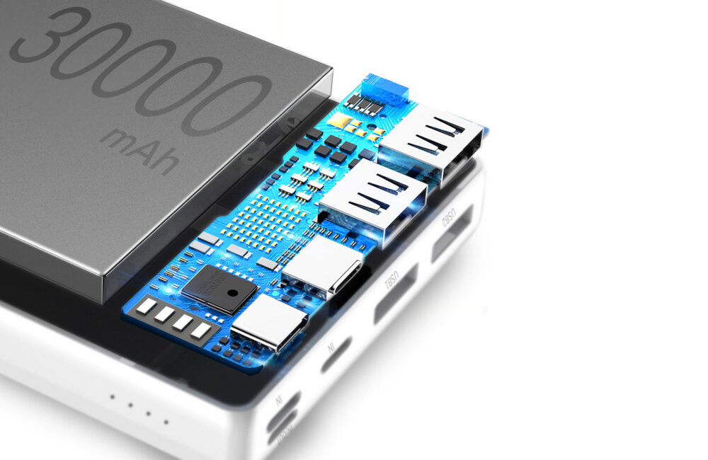 POWERBANK 30000 MAH BASEUS MINI JA WHITE diody led zabezpieczenia 