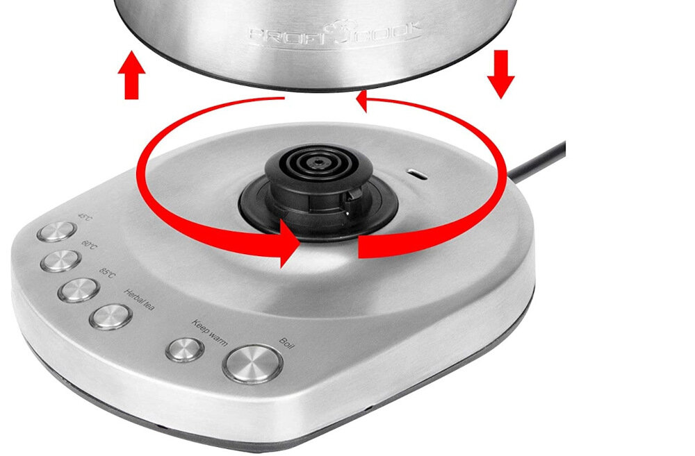 Czajnik PROFI COOK PC-WKS 1167 G Obracane o 360° złącze zabezpieczenie przed przegrzaniem ochrona