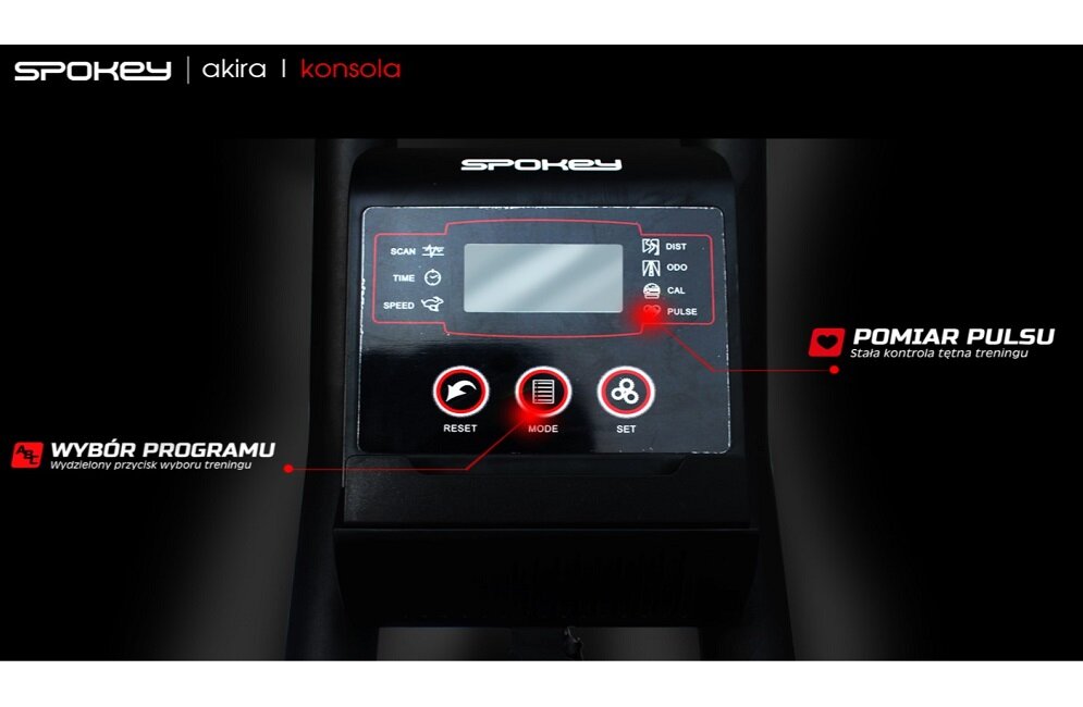Rower spinningowy SPOKEY Akira Nowoczesny sprzęt fitness licznik spalonych kalorii regulacja oporu regulacja siodełka