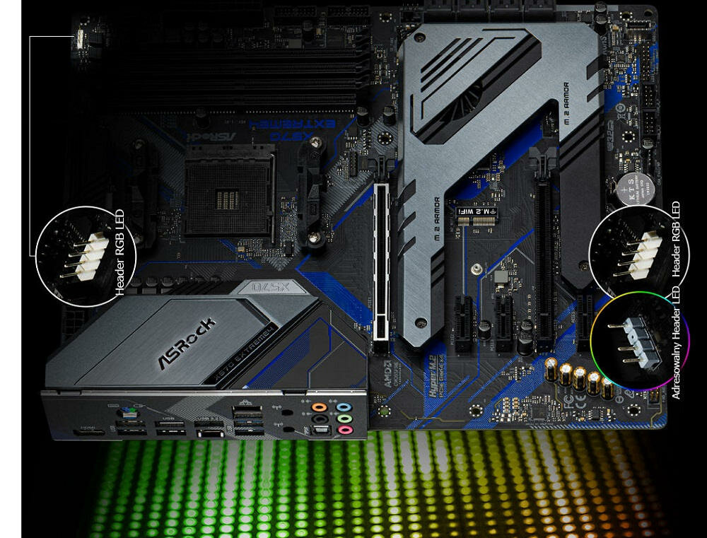 Płyta główna ASROCK X570 Extreme 4 - oswietlenie