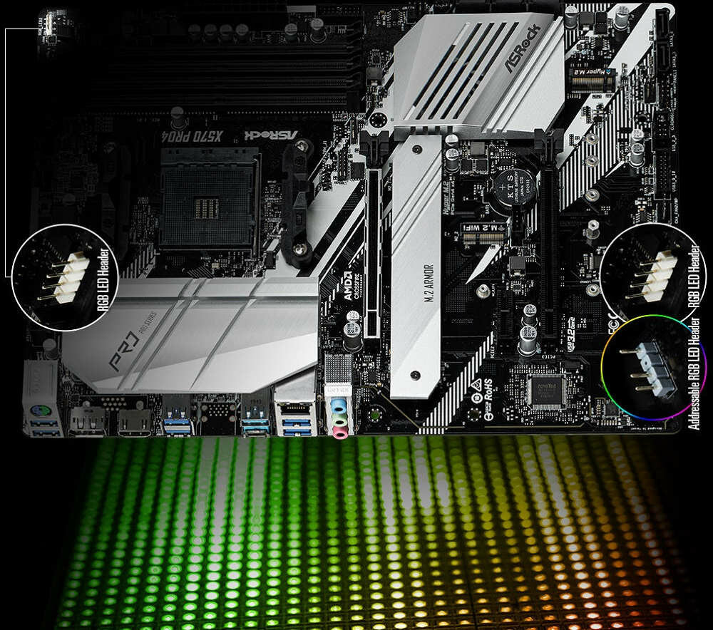 Płyta główna ASROCK X570 Pro4 - oswietlenie