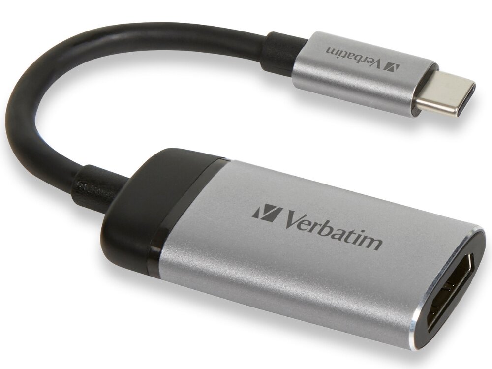 Adapter USB Typ-C - HDMI VERBATIM 49143
                adapter na białym tle obsługa rozdzielczości 4k aluminiowa obudowa trwałość kompaktowy rozmiar