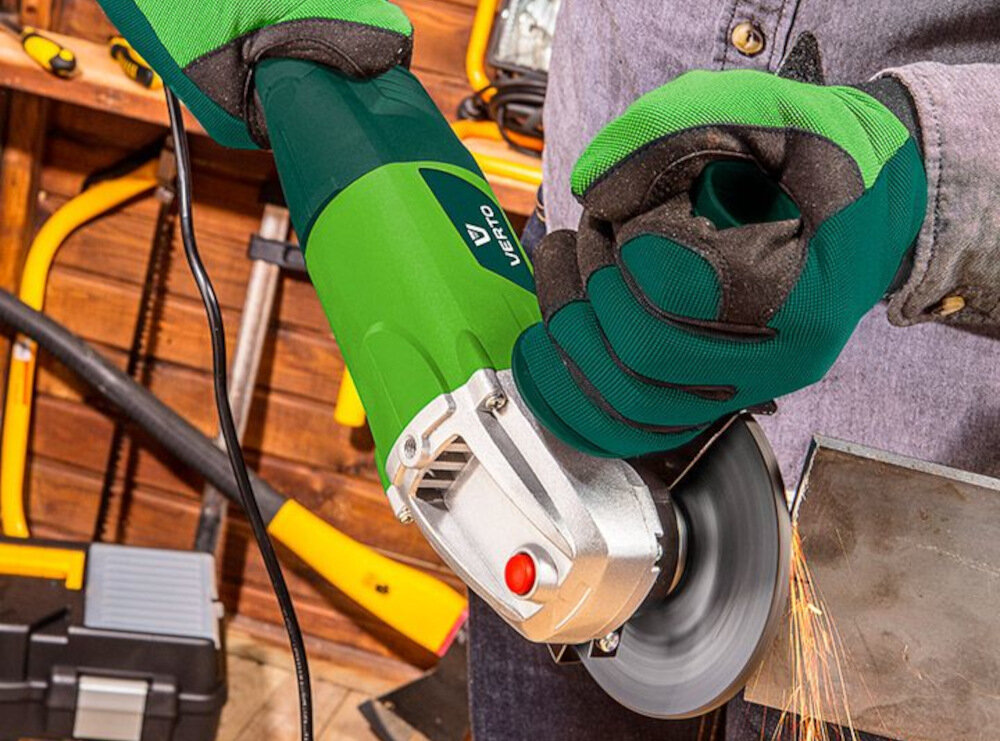 Zestaw elektronarzędzi VERTO 52G106 (wiertarka udarowa + szlifierka kątowa) szlifierka kątowa silnik szczotkowy moc 500 W do szlifowania i cięcia