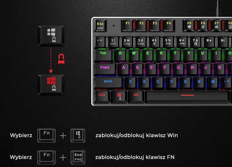 Klawiatura HAVIT GAMENOTE KB435L - Blokada
