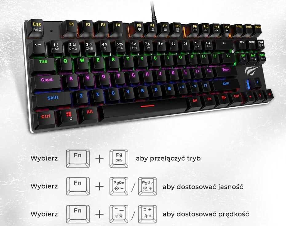 Klawiatura HAVIT GAMENOTE KB435L - tryby podświetlenia