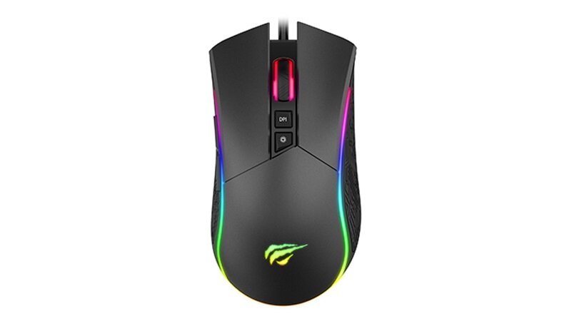 Mysz HAVIT MS1001 RGB - wygląd ogólny ergonomiczne kształty podświetlenie RGB