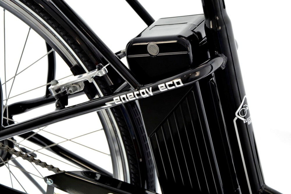 Rower elektryczny SKYMASTER Energy Eco 28 D17 28 cali damski Czarny bateria litowo-jonowa SANDA napięcie 24V pojemność 8 Ah długa żywotność do 700 ładowań w bagażniku