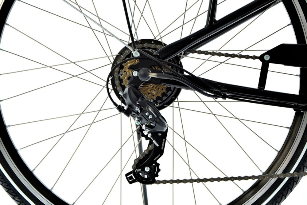 Rower elektryczny SKYMASTER Energy Eco 28 D17 28 cali damski Czarny przerzutki tylne SHIMANO Tourney 6 biegów bezawaryjna manetka SHIMANO RevoShift
