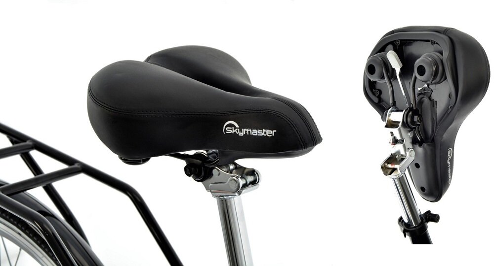 Rower elektryczny SKYMASTER Energy Eco 28 D17 28 cali damski Czarny sztyca siodełka ze stali możliwość złożenia wspornika siodełko typu City w czarnym kolorze