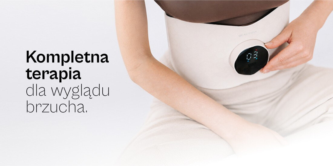 Elektrostymulator mięśni brzucha EMS BEAUTIFLY FemmeForm pas wyszczuplający z LED zdjęcie lifestyle w rytmie Twojego dnia Lekka, bezprzewodowa konstrukcja Czytelny wyświetlacz jedna sesja trwa do 30 minut  wyłącza się automatycznie