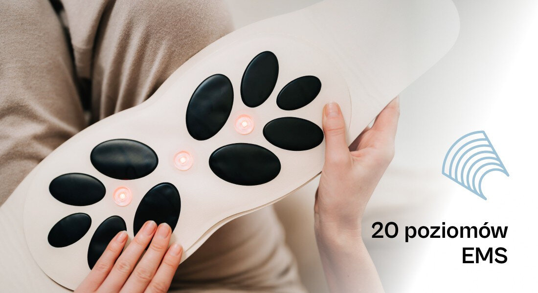 Maska LED do brzucha BEAUTIFLY FemmeForm zdjęcie lifestyle Modeluje brzuch Siedem programów EMS w zakresie 60–100 Hz 20 poziomów intensywności
