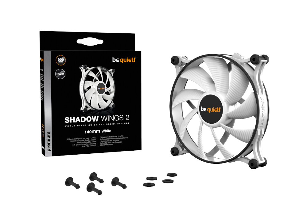 WENTYLATOR BE QUIET SHADOW WINGS 2 WHITE, 140MM PWM&nbsp;&nbsp;