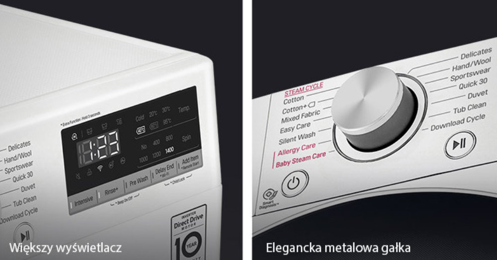 Pralka LG F4WN409S0 - Lepsza widoczność i elegancja