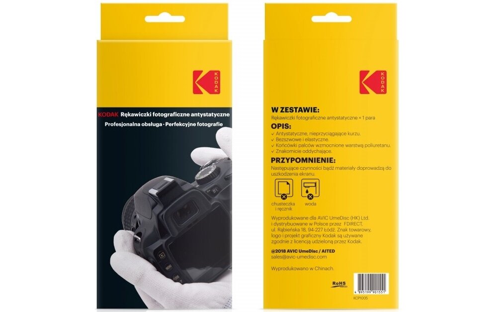 Rękawiczki fotograficzne KODAK antystatyczne fotografia