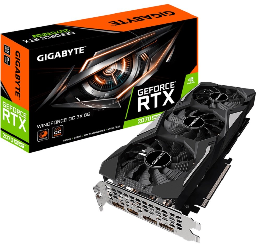 Karta graficzna Gigabyte Geforce RTX 2070 Super Windforce 8 GB RAM GDDR6 wydajność szybkość obróbka renderowanie