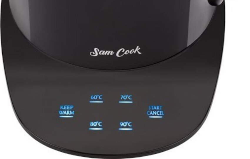 Czajnik SAM COOK PSC-110/B Czarny ustawienie funkcje opcje mozliwosci temperatura kawa herbata funkcja podtrzymywania ciepla
