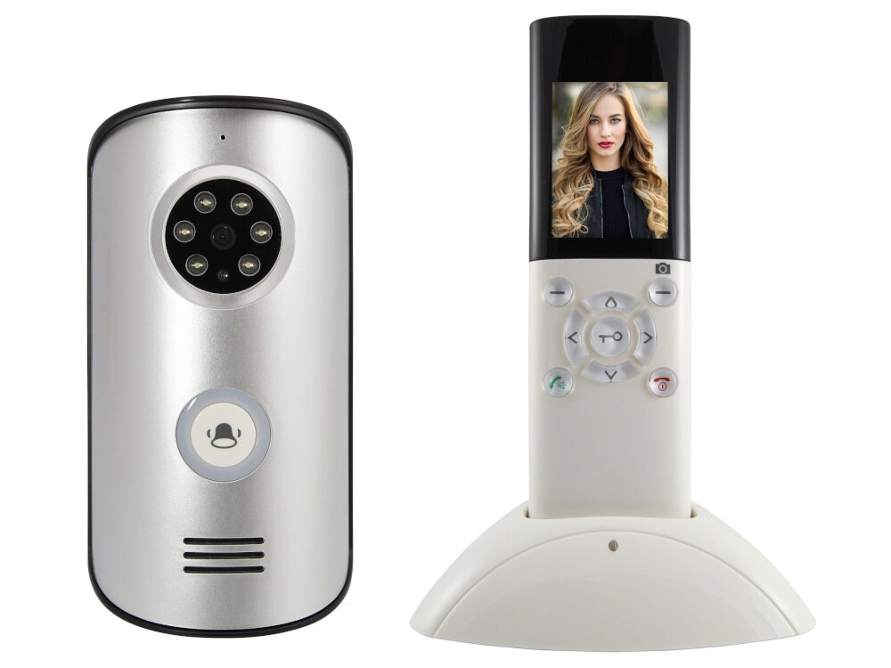Zestaw wideodomofonowy EURA WVP-02A6 Srebrno-biało-czarny bezpieczenstwo komfort monitoring otoczenia zaawansowana kaseta zewnetrznafunkcjonalny unifon mozliwosc rozbudowy o 2 ddatkowe kasety i 2 unifony
