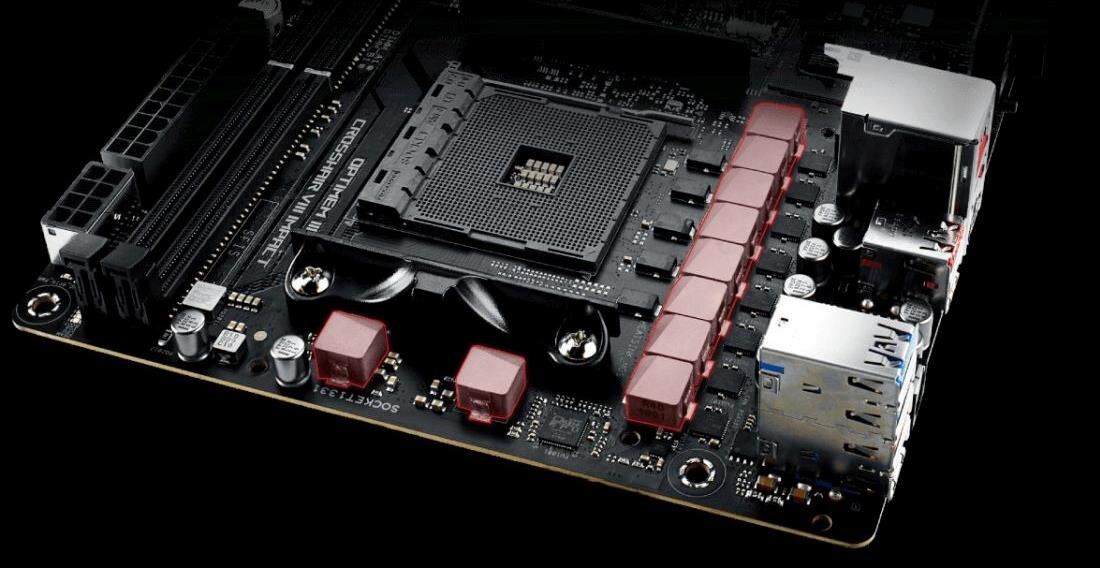 Płyta główna ASUS Rog Crosshair VIII Impact - Dławiki z mikrostopu 