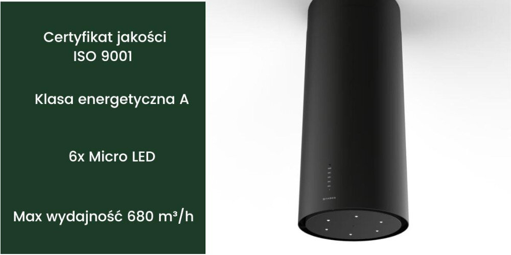 Okap FABER Cylindra Is.Evo Plus Bk Matt 37