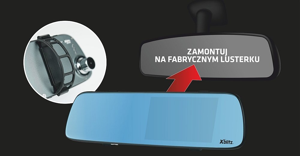 XBLITZ Rejestrator lusterko Prism montaż