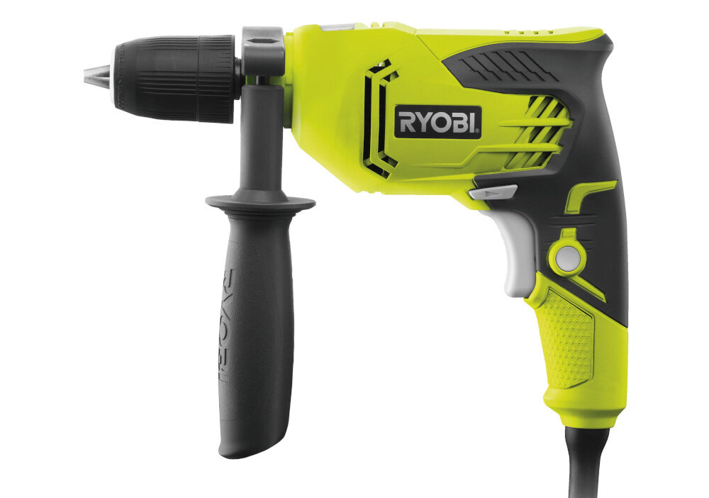 Wiertarka udarowa RYOBI RPD500-G krótki wygodny korpus ergonomiczna rękojeść typu GripZone antypoślizgowa powłoka pewny chwyt
