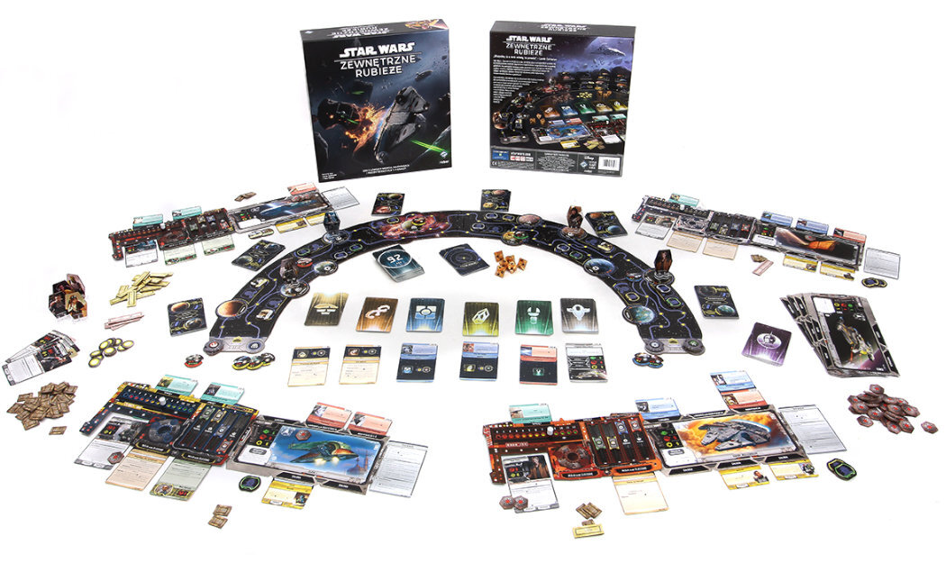 Gra planszowa REBEL Star Wars: Zewnętrzne Rubieże 109513 wyposażenie zabawa zlecenia sława najemnicy galaktyka