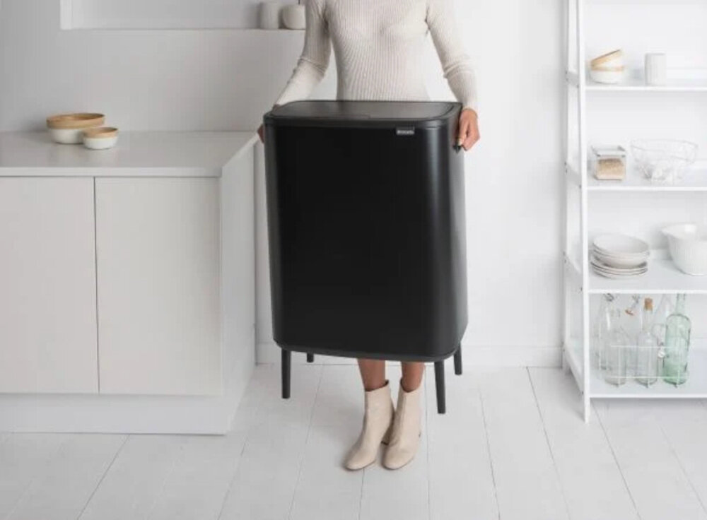 Kosz na śmieci BRABANTIA 130229 Bo Touch Bin Hi 60L Czarny Łatwe przenoszenie dwa uchwyty