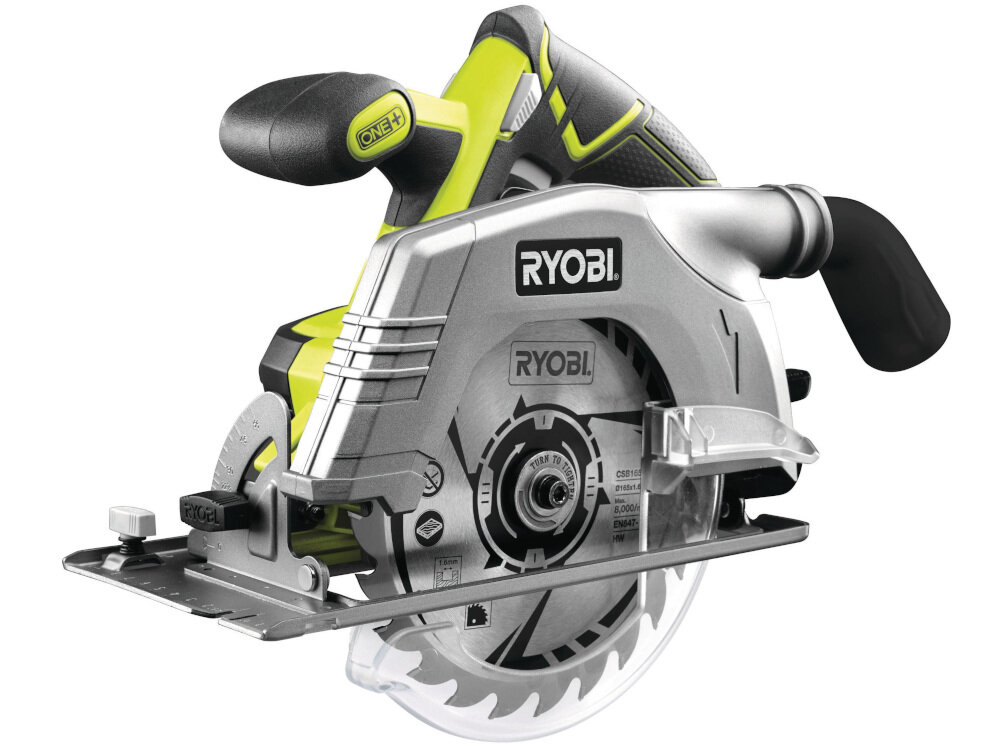 Pilarka tarczowa RYOBI R18CS-0 wysokiej klasy urządzenie do profesjonalnych i amatorskich prac remontowych precyzja niezawodność silnik o wysokiej mocy zaawansowany technologicznie do długich prostych cięć w płytach drewnianych blatach kuchennych podłóg do dokładnych cięć poprzecznych w drewnie