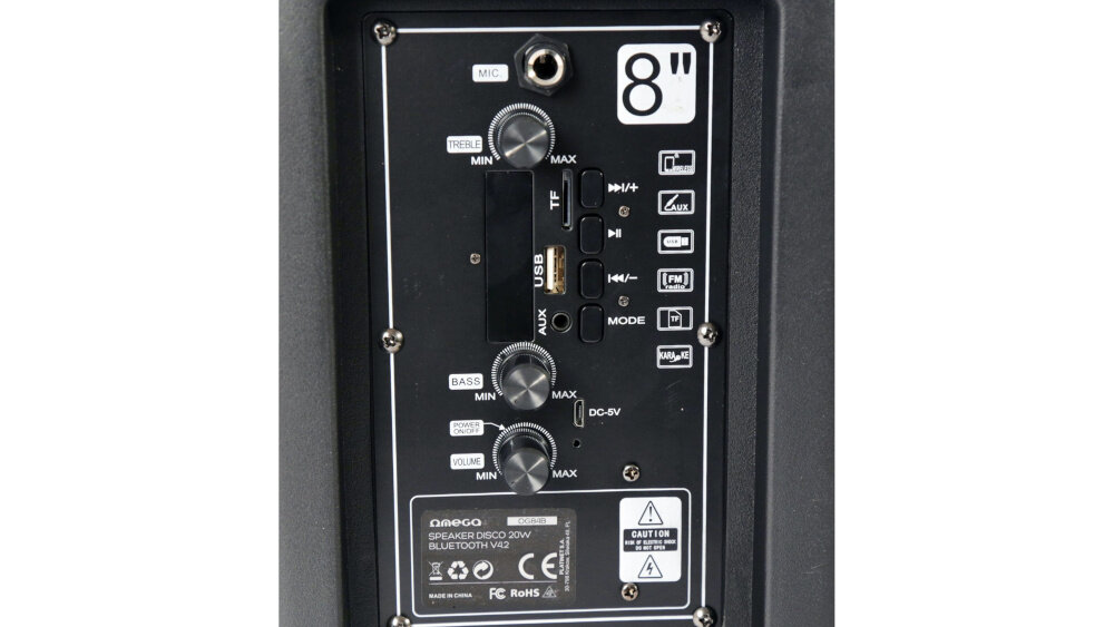 Power audio OMEGA OG84 Czarny - złącza