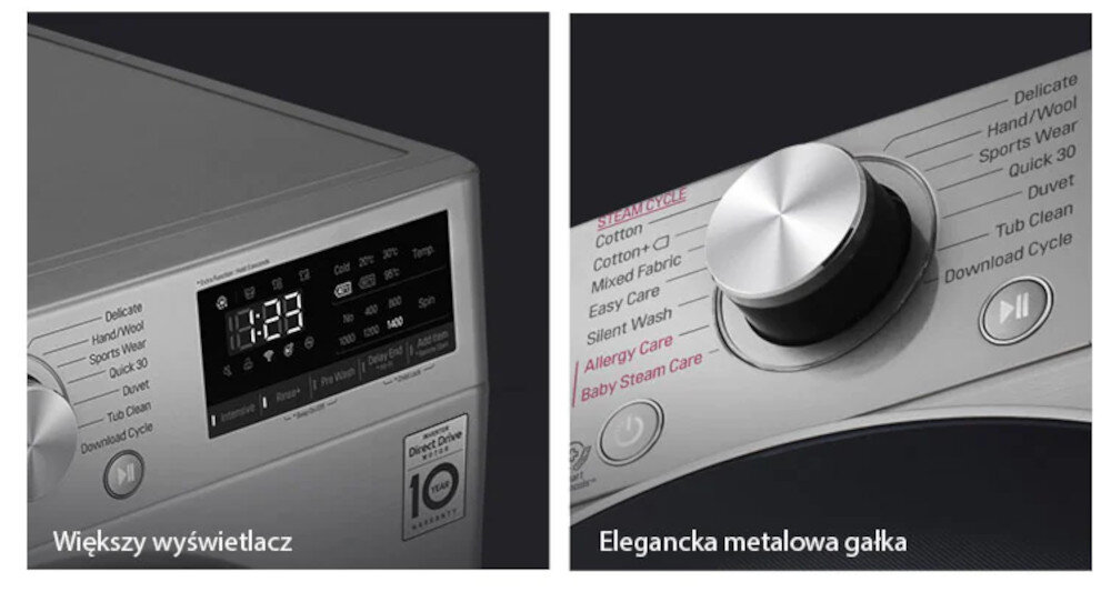Pralka LG F2WV5S8S1E 9kg 1400 obr wygląd elegancja