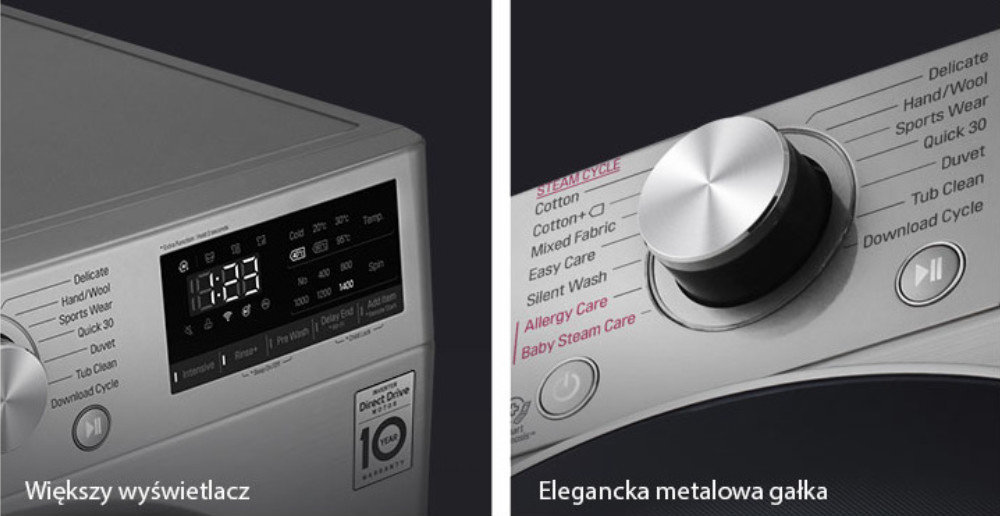 Pralka LG F2WN4S7S2T Vivace - Lepsza widoczność i elegancja