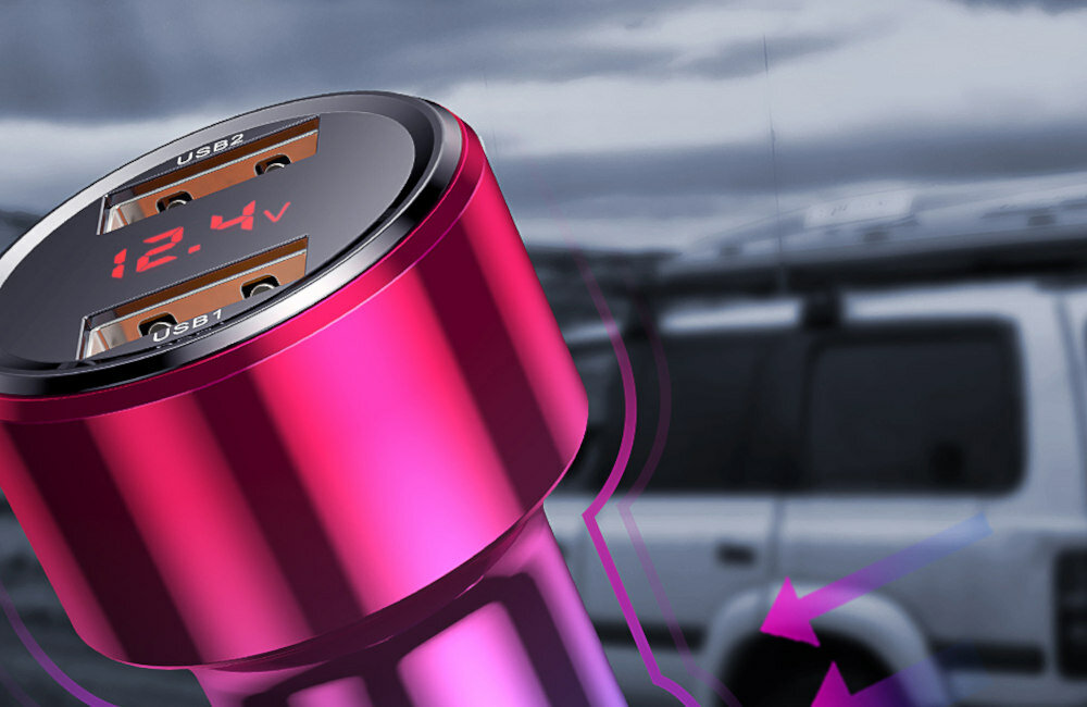 ŁADOWARKA SAMOCHODOWA BASEUS MAGIC USB + USB-C QC 4.0 PD 45W CZARNA wyświetlacz ładowanie kontrola