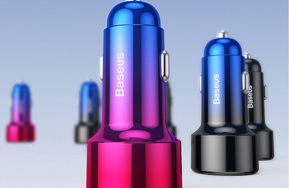 ŁADOWARKA SAMOCHODOWA BASEUS MAGIC USB + USB-C QC 4.0 PD 45W CZARNA zabezpieczenie 6 poziomów