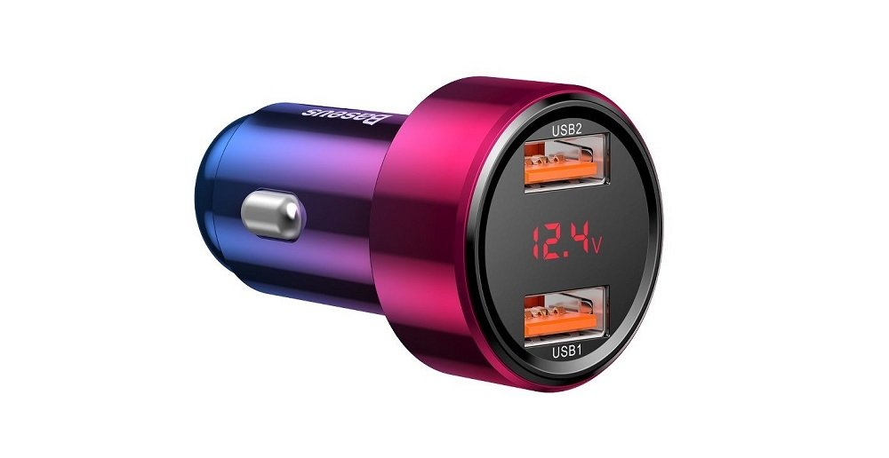 Ładowarka samochodowa BASEUS Magic Czerwono-niebieski widok 2 bok