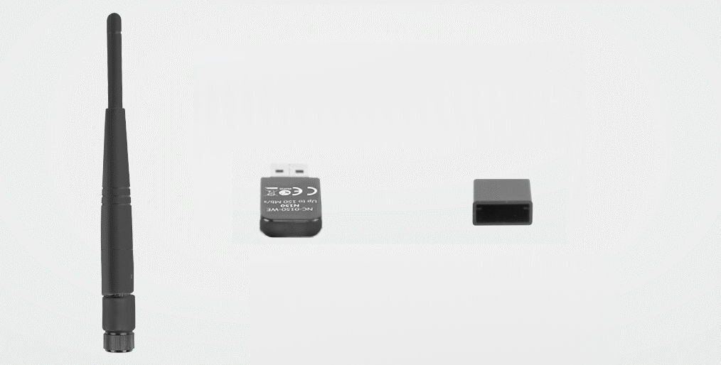 Karta sieciowa LANBERG NC-0150-WE plug and play USB-A odpinana antena zewnętrzna odkręcana konstrukcja dołączone sterowniki