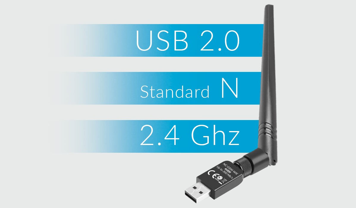 Karta sieciowa LANBERG NC-0300-WIE częstotliwość 2,4 GHz transfer danych z prędkością do 150 Mb/s standard sieciowy IEEE 802.11 b/g/n