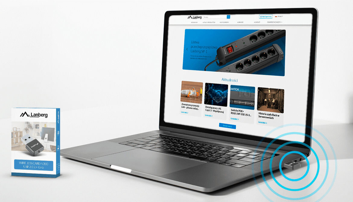 Karta sieciowa LANBERG NC-0300-WI szybkie i stabilne połączenie WiFi