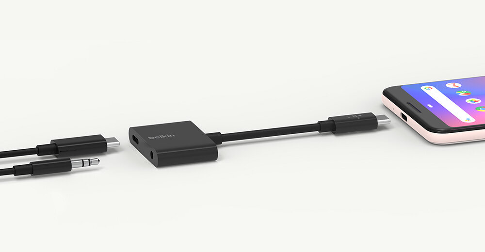 Adapter USB-C - USB-C/Jack 3.5mm BELKIN F7U080BTBLK plug & play