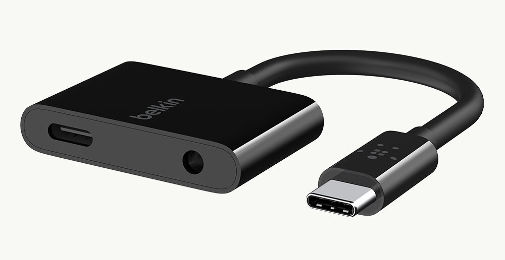 Adapter USB-C - USB-C/Jack 3.5mm BELKIN F7U080BTBLK kompaktowy rozmiar lekkość
