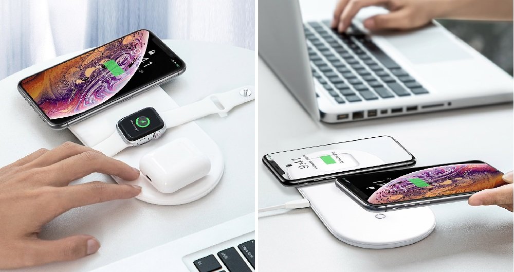 Ładowarka indukcyjna BASEUS Smart 3w1 Biały widok 2 urządzenia bezpieczeństwo