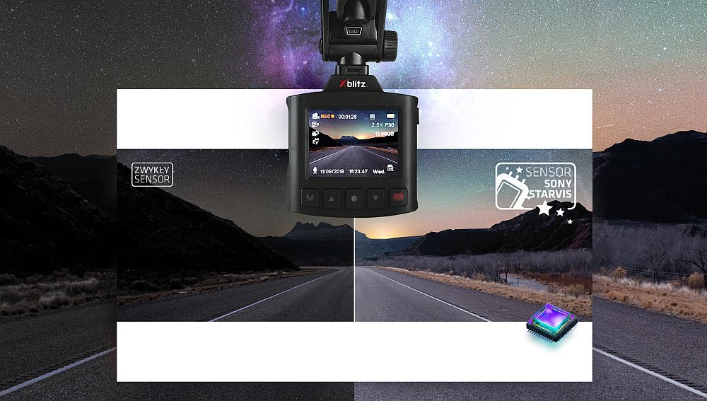 Wideorejestrator XBLITZ S8 nocne zdjęcia jasność obiektyw