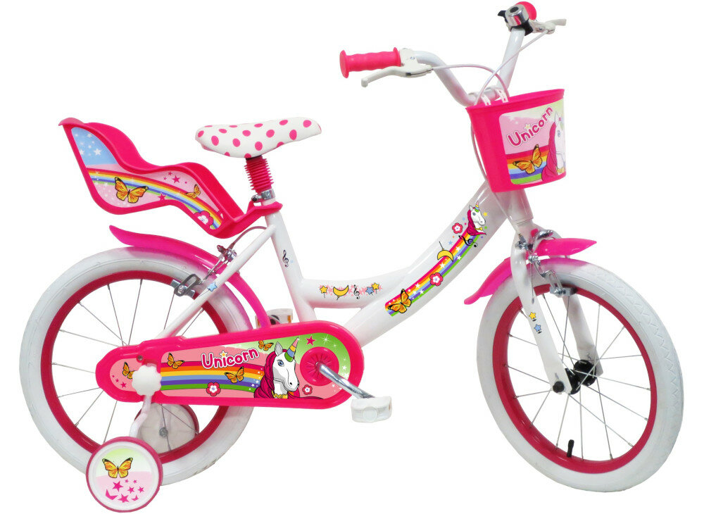 Rower DISNEY Unicorn 16 Biało-różowy wyglad