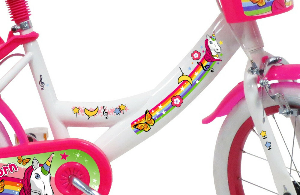 Rower DISNEY Unicorn 16 Biało-różowy rama