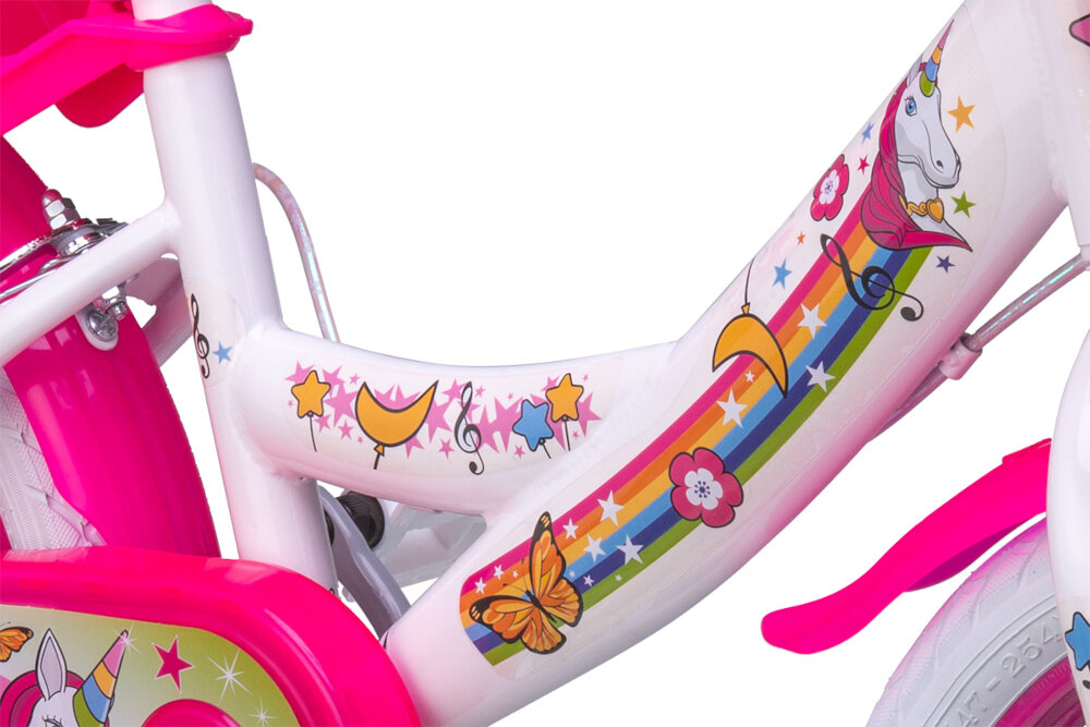 Rower DISNEY Unicorn 14 Biało-różowy rama