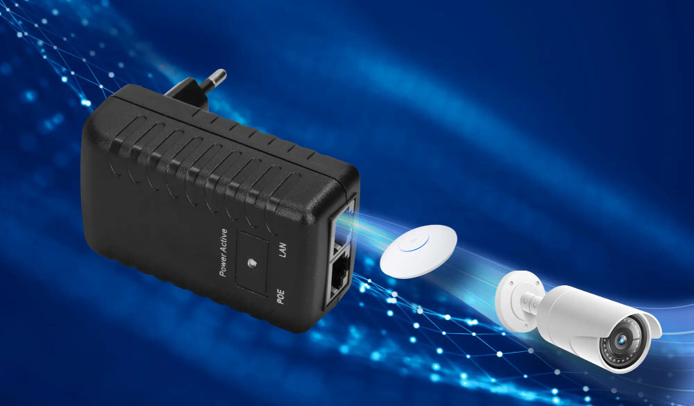 Zasilacz EXTRALINK 12 V EX.14954 12 W zasilacz na niebieskim tle