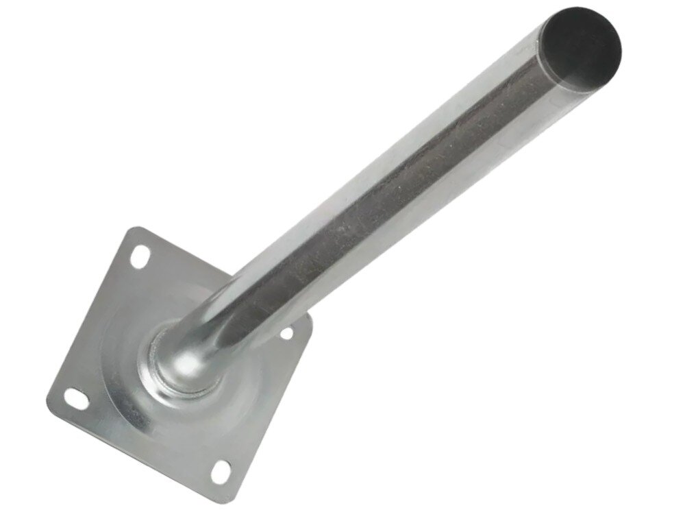 Uchwyt do anteny EXTRALINK P600 Srebrny metalowy uchwyt składający się z kwadratowej stopy z czterema otworami montażowymi i długiej rury zamocowanej pod kątem